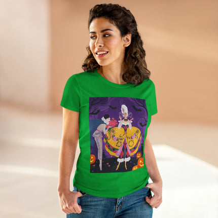 🎭🌹 The Harlequin Rose Masquerade Cotton Tee – Theatrical Halloween Romance