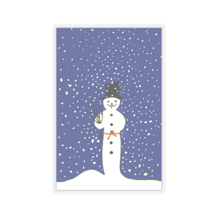 Snowman in Falling Snow Kiss-Cut Stickers (4 Sizes)