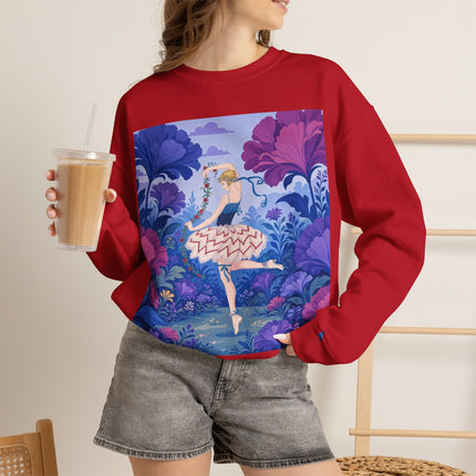 🌸🩰 The Enchanted Garden Ballet Crewneck Sweatshirt – Art Deco Floral Whimsy