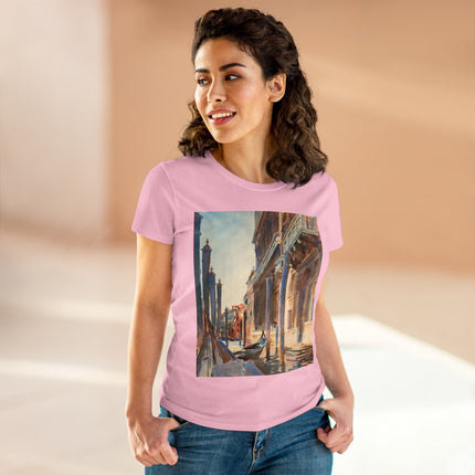 Gondola Moorings on the Grand Canal by John Singer Sargent Women's Midweight Cotton Tee