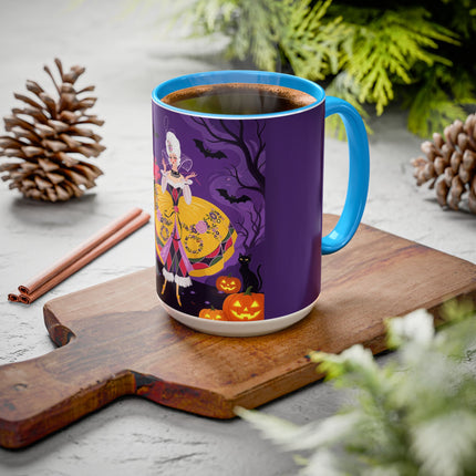 🎭🌹 The Harlequin Rose Masquerade Colorful Mug – Theatrical Halloween Romance
