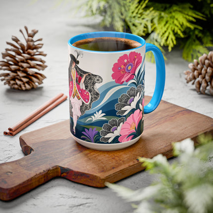 🌸🎀 The Pink Lace Garden Promenade Colorful Mug – Art Deco Fashion Elegance