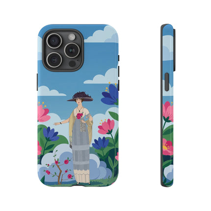 🌸🎩 The Lady Of The Grand Flower Garden Phone Case – Art Deco Fashion Illustration