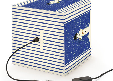 Snowman in Falling Snow Light Cube Lamp