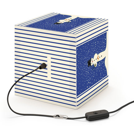 Snowman in Falling Snow Light Cube Lamp