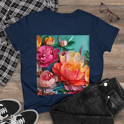 Peonies in Full Bloom Women's Midweight Cotton Tee