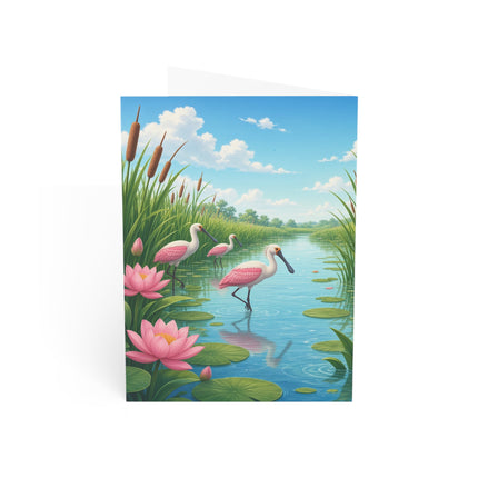 🐱🪷 The Lotus Pond Kitten Greeting Card – Whimsical Garden Elegance