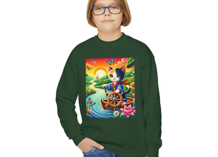 Sailor Kitten’s River Adventure Youth Crewneck Sweatshirt