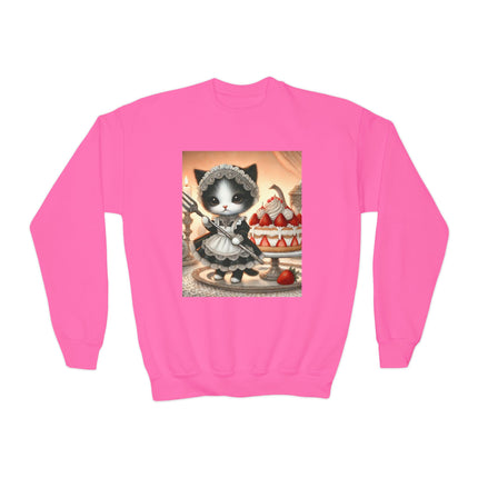 Patisserie Kitten Youth Crewneck Sweatshirt – Sweet Charm, Cozy Comfort & Storybook Delight