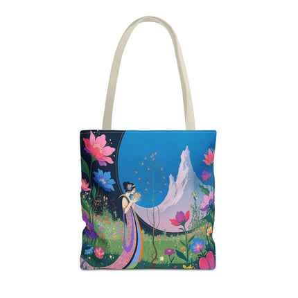 🌸🏔️ The Lady Of The Mountain Garden Tote Bag – Art Deco Floral Fantasy