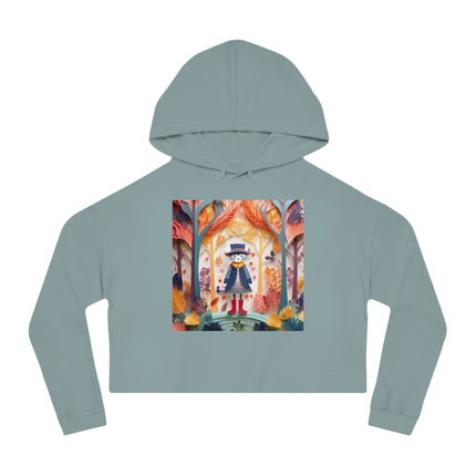 Cat in Boots in the Enchanted Forest Cropped Hooded Sweatshirt