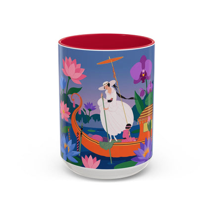 The Lady Of The Lotus Voyage Colorful Mugs – Art Deco Botanical Elegance