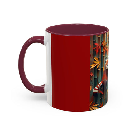 Red Panda at an Autumn Bamboo Grove Colorful Mugs (11oz, 15oz)