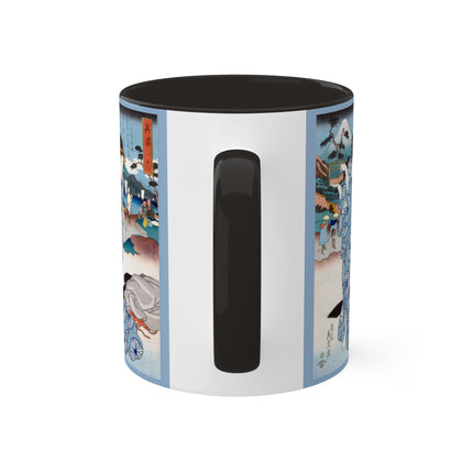 Japanese woman woodblock print by Keisai Eisen Colorful Mugs, 11oz