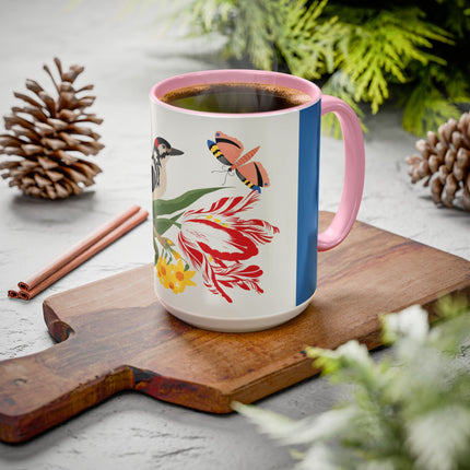Woodpecker & Tulip Colorful Mugs – Vibrant Spring & Bold Beauty