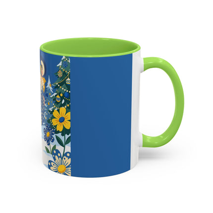 💙🌼 The Bluebell Christmas Promenade Colorful Mug – Art Deco Holiday Fantasy
