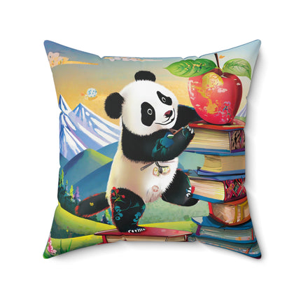 Cute Panda Spun Polyester Square Pillow
