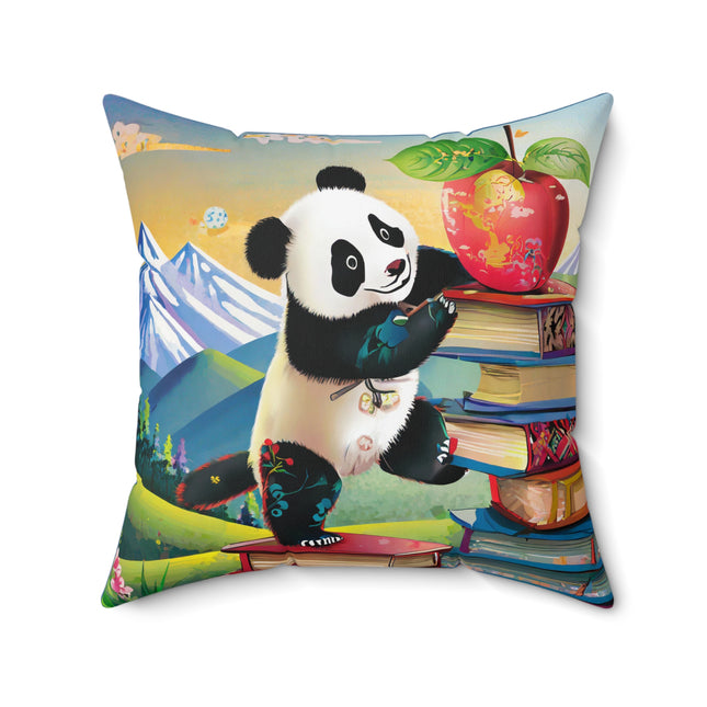 Cute Panda Spun Polyester Square Pillow