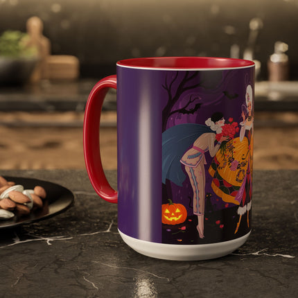 🎭🌹 The Harlequin Rose Masquerade Colorful Mug – Theatrical Halloween Romance