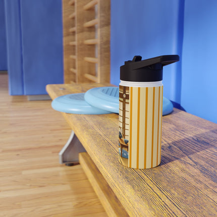Playful Kitten in the Tea Room Stainless Steel Water Bottle, Standard Lid