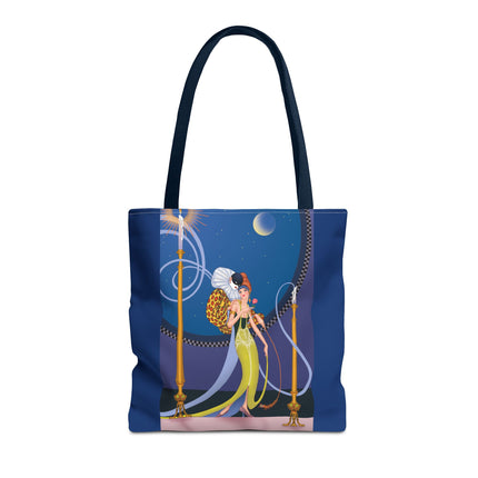 Smoke and Secrets: A Glamorous Encounter in Prohibition Era Tote Bag (AOP)