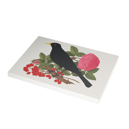 Blackbird & Rose Greeting Card – Timeless Beauty & Elegant Charm