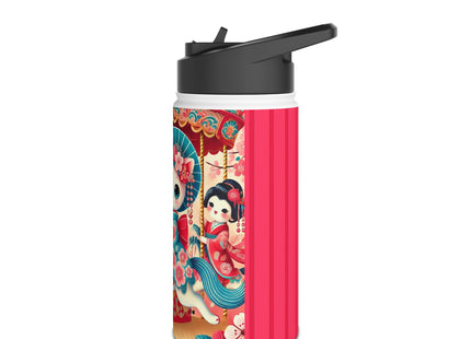 Geisha Kitten's Enchanted Carousel Ride Stainless Steel Water Bottle, Standard Lid