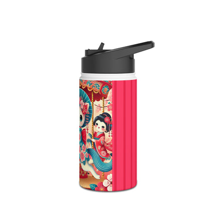 Geisha Kitten's Enchanted Carousel Ride Stainless Steel Water Bottle, Standard Lid