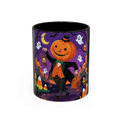 🎃🏮 The Pumpkin Gentleman's Moonlit Stroll Colorful Mug – Whimsical Halloween Charm