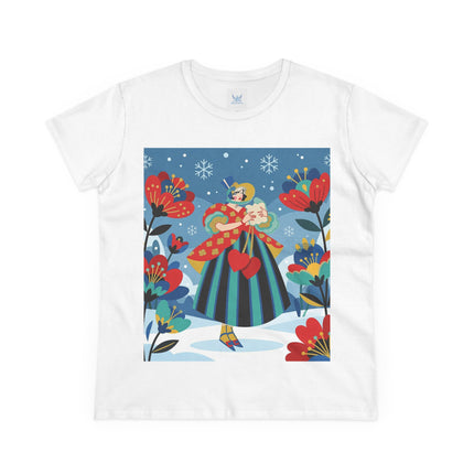 ❤️❄️ The Winter Heart Messenger Cotton Tee – Art Deco Winter Enchantment