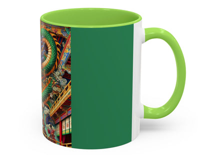 Tibetan Dragon Over Kabuki Duel Colorful Mugs (11oz, 15oz)
