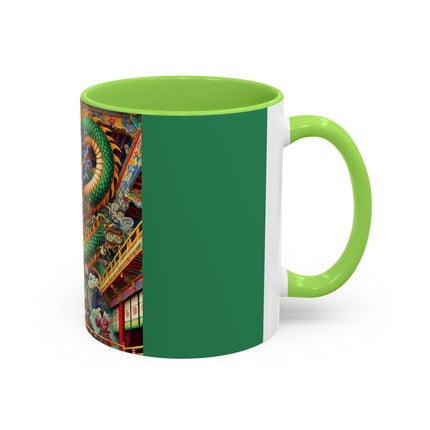 Tibetan Dragon Over Kabuki Duel Colorful Mugs (11oz, 15oz)