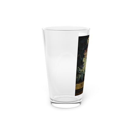 A Still Life With Tulips and Flowers in a Vase on a Marble Ledge Glass, 16oz