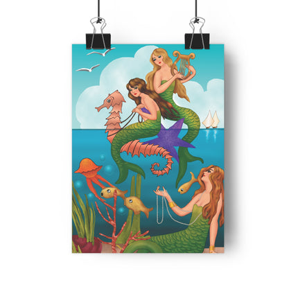 Three Mermaids with Strings of Pearls by Carlo Chiostri Giclée Art Print