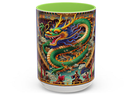 Tibetan Dragon Over Kabuki Duel Colorful Mugs (11oz, 15oz)