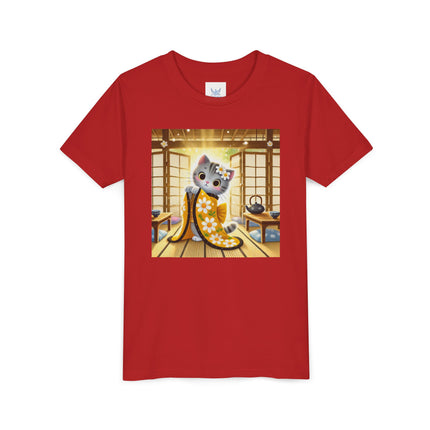 Playful Kitten in the Tea Room Youth Short Sleeve Tee