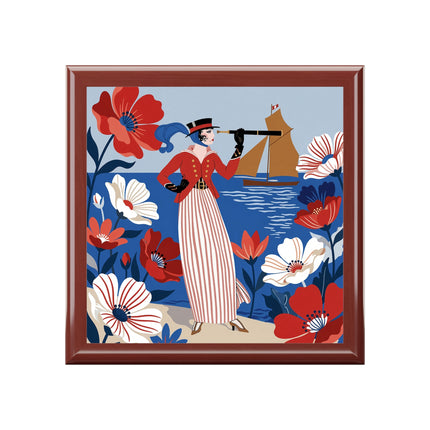 🌊🔭 The Lady Of The Seaside Lookout Jewelry Box – Art Deco Nautical Adventure