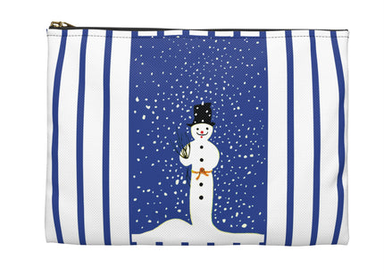 Snowman in Falling Snow Accessory Pouch