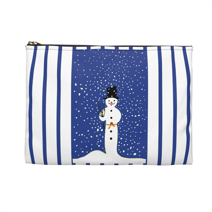 Snowman in Falling Snow Accessory Pouch