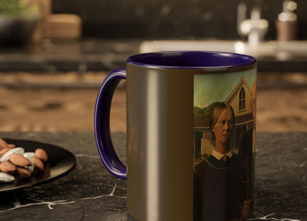 American Gothic by Grant Wood Colorful Mugs (11oz, 15oz)