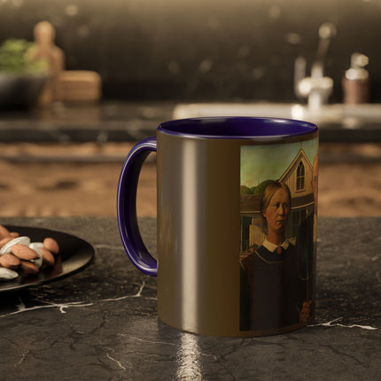 American Gothic by Grant Wood Colorful Mugs (11oz, 15oz)