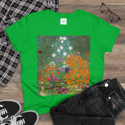 Cottage Garden by Gustav Klimt Women's Midweight Cotton Tee