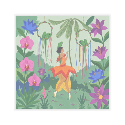 🦜🌺 The Parrot Dancer Kiss-Cut Stickers – Art Deco Tropical Whimsy