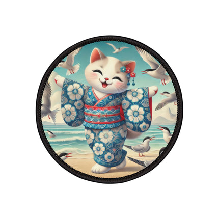 Geisha Kitten by the Seaside Iron-On Patches