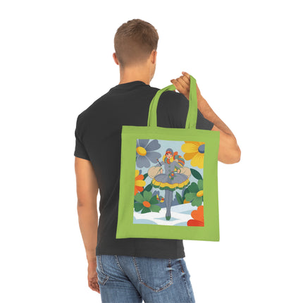 🌼❄️ The Winter Flower Wanderer Cotton Tote Bag – Colorful Winter Fantasy