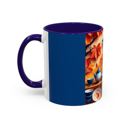 Blue Jay at an Autumn Tea Ceremony Colorful Mugs (11oz, 15oz)