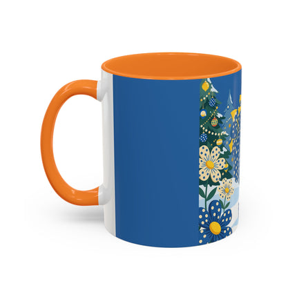 💙🌼 The Bluebell Christmas Promenade Colorful Mug – Art Deco Holiday Fantasy