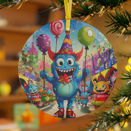 Monster Parade Madness Glass Ornament