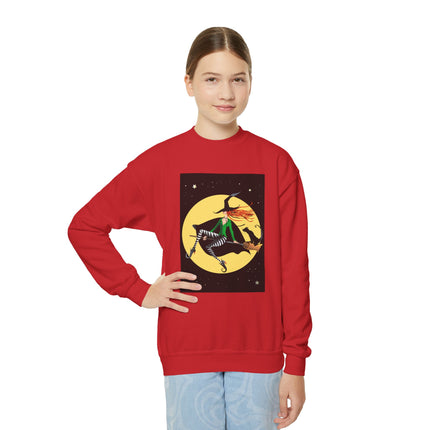 A Witch’s Moonlit Flight Youth Crewneck Sweatshirt