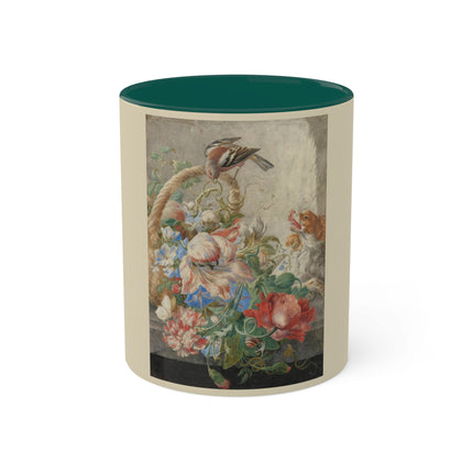 A Basket with Flowers by Herman Henstenburgh Colorful Mugs, 11oz